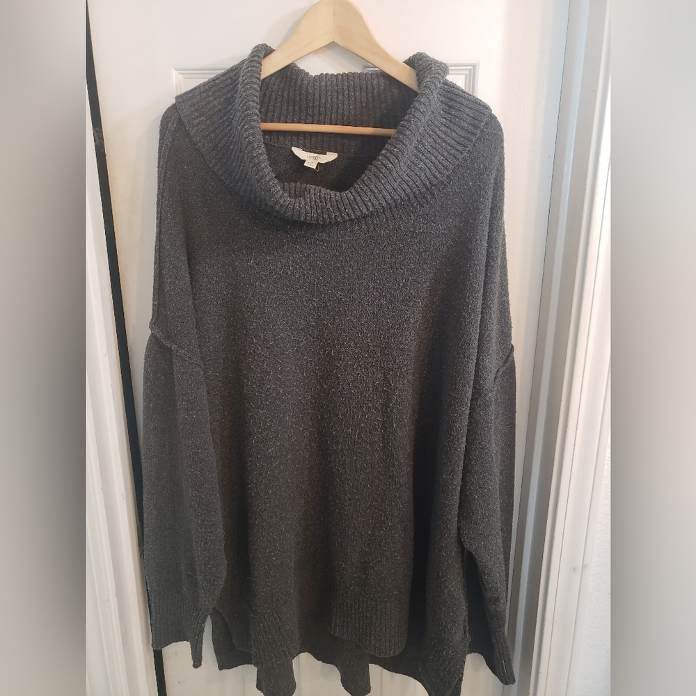 Terra & Sky Gray Cowl Neck Sweater